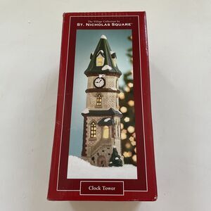 St Nicholas Square Clock Tower Lighted Village Collection Holiday Decor NO LIGHT